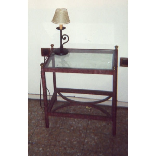 Bedside Table Wrought Iron. color Pompeian red 885