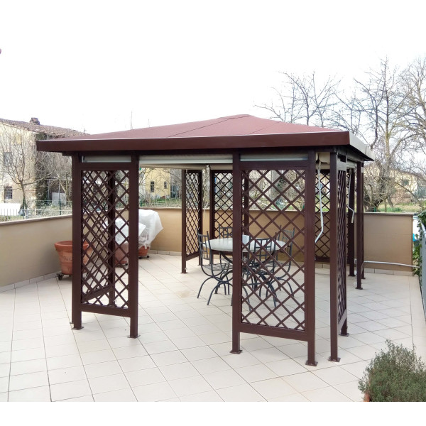 GAZEBO PENSILINA TETTOIA Acciaio Inox Ferro Battuto . Realizzazioni Personalizzate . Cod. 1408