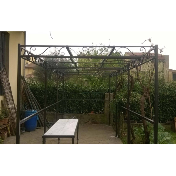 GAZEBO PENSILINA TETTOIA Acciaio Inox Ferro Battuto . Realizzazioni Personalizzate . Cod. 370