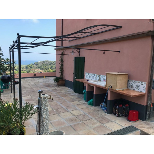 GAZEBO PENSILINA TETTOIA Acciaio Inox Ferro Battuto . Realizzazioni Personalizzate . Cod. 372