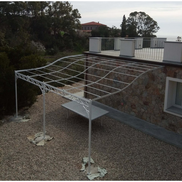 GAZEBO PENSILINA TETTOIA Acciaio Inox Ferro Battuto . Realizzazioni Personalizzate . Cod. 372