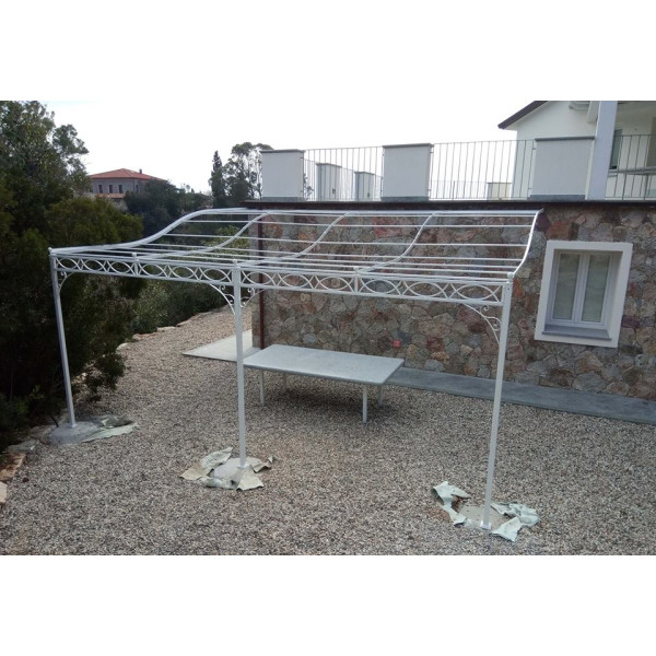 GAZEBO PENSILINA TETTOIA Acciaio Inox Ferro Battuto . Realizzazioni Personalizzate . Cod. 372