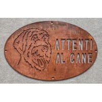 Plaque / Nameplate / Cartel "BEWARE OF THE DOG" in Iron . laser cutting . Italian Spinone . 1764