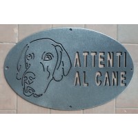 Targa / Targhetta / Cartello "ATTENTI AL CANE" in ferro . Disegno Laser . Dalmata . 1772