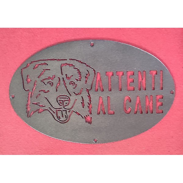 Plaque / Nameplate / Cartel "BEWARE OF THE DOG" in Iron . laser cutting . Border Collie . 1763
