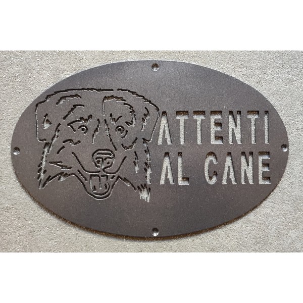 Plaque / Nameplate / Cartel "BEWARE OF THE DOG" in Iron . laser cutting . Border Collie . 1763