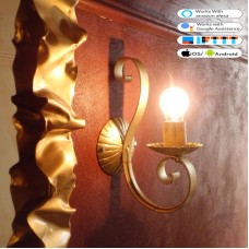 WROUGHT IRON WALL LAMP design . gold . SMART lighting . compatible with iOS and Android. works with Amazon Alexa, Google Home, Ifttt. light lamp INTELLIGENT HOME AUTOMATION WIFI. 103