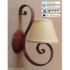 WROUGHT IRON WALL LAMP design . rust SMART lighting . compatible with iOS and Android. works with Amazon Alexa, Google Home, Ifttt. light lamp INTELLIGENT HOME AUTOMATION WIFI. 104