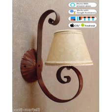 WROUGHT IRON WALL LAMP design . rust . SMART lighting . compatible with iOS and Android. works with Amazon Alexa, Google Home, Ifttt. light lamp INTELLIGENT HOME AUTOMATION WIFI. 106