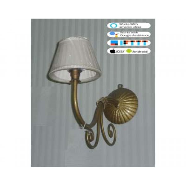 WROUGHT IRON WALL LAMP design . gold . SMART lighting . compatible with iOS and Android. works with Amazon Alexa, Google Home, Ifttt. light lamp INTELLIGENT HOME AUTOMATION WIFI. 122
