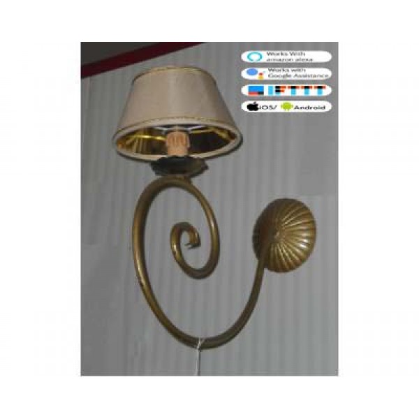 APPLIQUE design FERRO BATTUTO . oro . illuminazione SMART compatibile con iOS e Android . funziona con Amazon Alexa, Google Home, Ifttt . WIFI luce lampada DOMOTICA INTELLIGENTE . 123