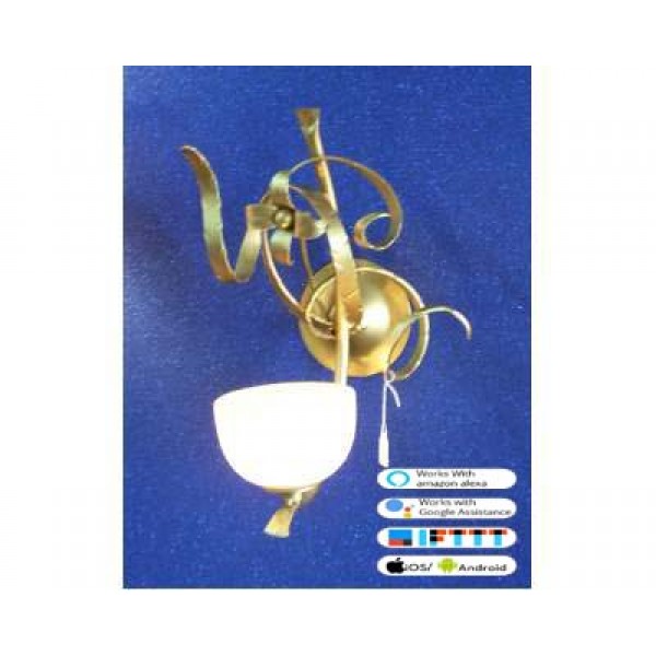 WROUGHT IRON WALL LAMP design . gold . SMART lighting . compatible with iOS and Android. works with Amazon Alexa, Google Home, Ifttt. light lamp INTELLIGENT HOME AUTOMATION WIFI. 157