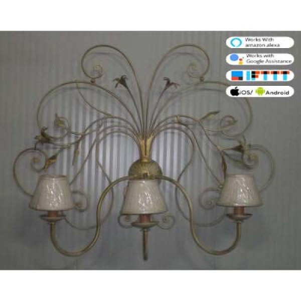 WROUGHT IRON WALL LAMP design . avorio . SMART lighting . compatible with iOS and Android. works with Amazon Alexa, Google Home, Ifttt. light lamp INTELLIGENT HOME AUTOMATION WIFI. 168
