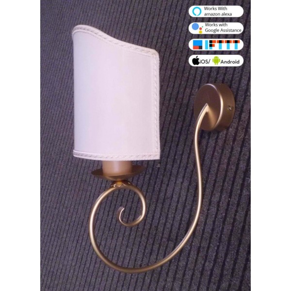 APPLIQUE design FERRO BATTUTO . bianco .  illuminazione SMART compatibile con iOS e Android . funziona con Amazon Alexa, Google Home, Ifttt . WIFI luce lampada DOMOTICA INTELLIGENTE . 171