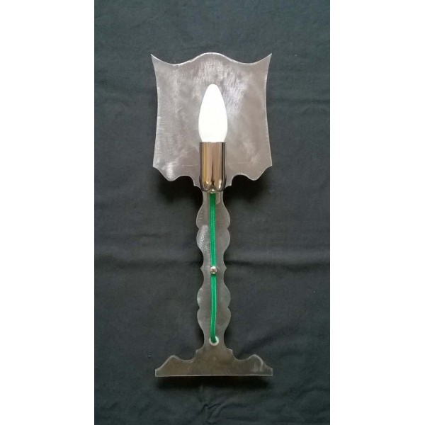 Wall LAMP Design in Iron. brushed iron color with green thread. 701