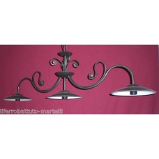 Wrought Iron Chandelier. Size approx. 120 x 50  cm . Iron Color with Plates . with STANDARD or SMART lighting . 212