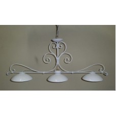 Wrought Iron Chandelier. Size approx. 120 x 50  cm . White color with Plates . with STANDARD or SMART lighting . 215
