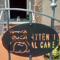 Targa Targhetta Cartello "ATTENTI AL CANE" in ferro . Disegno Laser Bulldog Inglese . 1750 