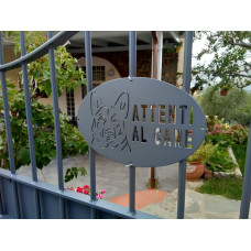 Targa Targhetta Cartello "ATTENTI AL CANE" in ferro . Disegno Laser Pastore Tedesco . 1751 