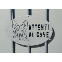 Targa Targhetta Cartello "ATTENTI AL CANE" in ferro . Disegno Laser Pastore Tedesco . 1751 
