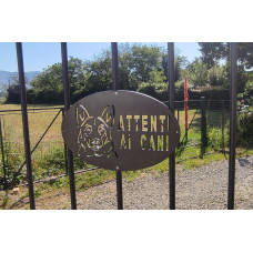 Targa Targhetta Cartello "ATTENTI AL CANE" in ferro . Disegno Laser Pastore Tedesco . 1751 