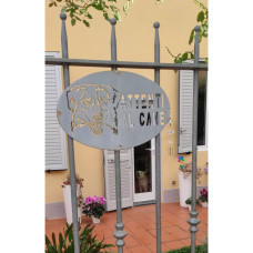 Targa Targhetta Cartello "ATTENTI AL CANE" in ferro . Disegno  Australian shepherd   . 1759 