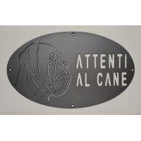 Targa Targhetta Cartello "ATTENTI AL CANE" in ferro . Disegno Boxer . 1775