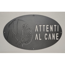 Targa Targhetta Cartello "ATTENTI AL CANE" in ferro . Disegno Boxer . 1775