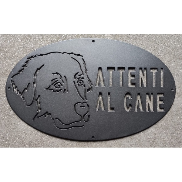 Targa Targhetta Cartello "ATTENTI AL CANE" in ferro . Disegno Akbash .1792 Targa Targhetta Cartello "ATTENTI AL CANE" in ferro . Disegno Akbash .1792