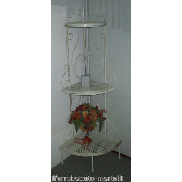 Wrought Iron Consolle Etagere Furniture.  Ivory color with shades of gold. 305