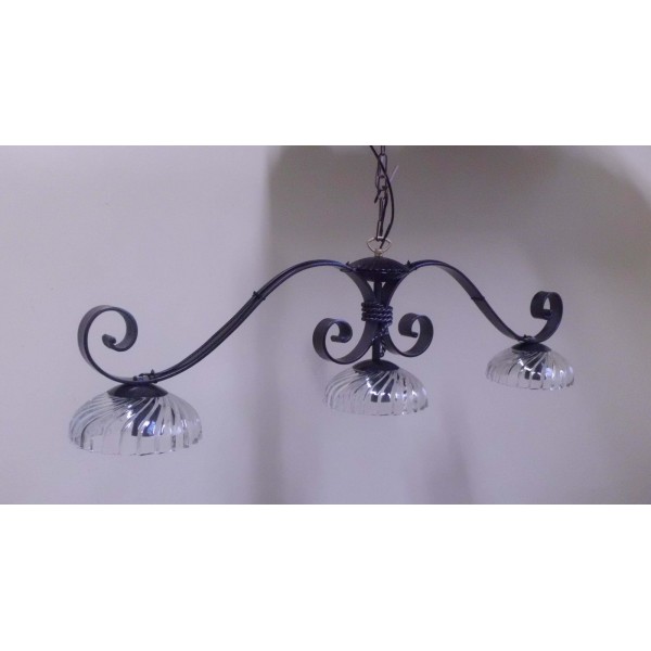 Wrought Iron Chandelier. Size approx. 110 x 40  cm . Iron Color and Glass . with STANDARD or SMART lighting . 205