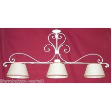 Wrought Iron Chandelier. Size approx. 120 x 50  cm . White color with Lampshades . with STANDARD or SMART lighting . 215
