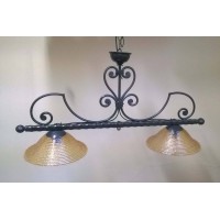 LAMPADARIO BILANCIA in Ferro Battuto . Dimensioni cm 95 x 50 circa . 2 Luci con Vetri . Colore Ferro . luce classica o domotica compatibile con Alexa e Google . 219