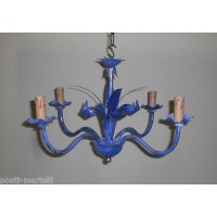 Wrought Iron Chandelier. Size approx. 32 x 35  cm . Light blue .  233