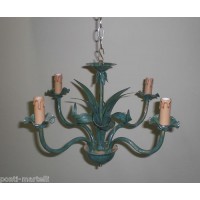 Wrought Iron Chandelier. Size approx. 32 x 35  cm . Green colour .  234