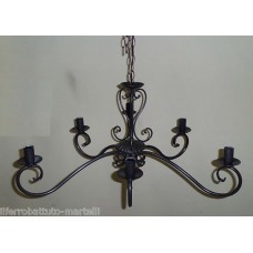 Wrought Iron Chandelier . Size approx. 70 x 35  cm . 5 lights . Iron color . 247