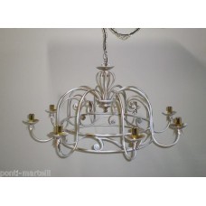 Wrought Iron Chandelier. Size cm  90 x 50  approx . Ivory and Gold colorSMART lighting . compatible with iOS and Android. works with Amazon Alexa, Google Home, Ifttt. light lamp INTELLIGENT HOME AUTOMATION WIFI.  . 263