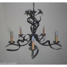 Wrought Iron Chandelier. Size approx. 87 x 48  cm . 5 lights . Red bordeau color . SMART lighting . compatible with iOS and Android. works with Amazon Alexa, Google Home, Ifttt. light lamp INTELLIGENT HOME AUTOMATION WIFI. 268