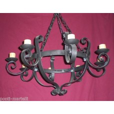 Wrought Iron Chandelier. Dimensions cm 72 x h 40 approx . Iron color . 6 Lights   272