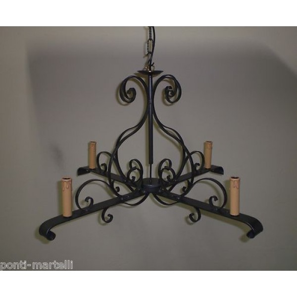 Wrought Iron Chandelier. Dimensions cm 75 x h 44 approx .  Iron color . 4 Lights with candles . SMART lighting . compatible with iOS and Android. works with Amazon Alexa, Google Home, Ifttt. light lamp INTELLIGENT HOME AUTOMATION WIFI. 276