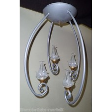 LAMPADARIO in Ferro Battuto . Dimensioni cm 40 x 65 circa . Colore Argento . 291