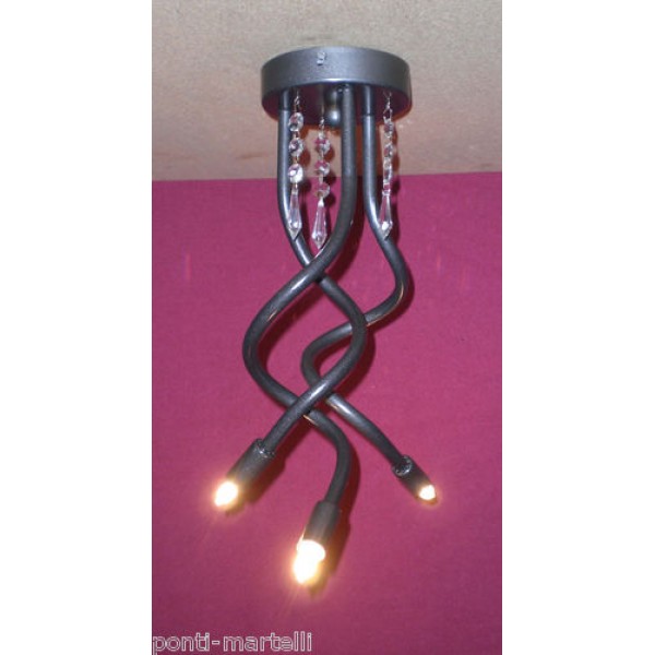 LAMPADARIO in Ferro con Perle . Colore Ferro . 3 Luci  . 292