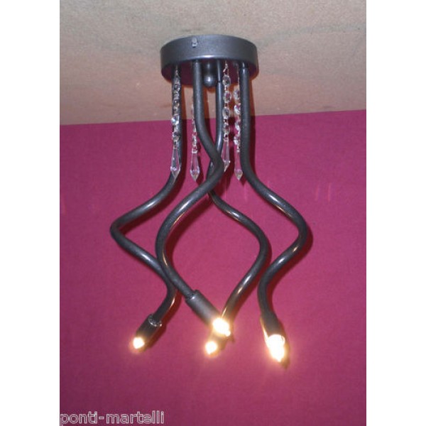 LAMPADARIO in Ferro con Perle . Colore Ferro . 4 Luci  . 292