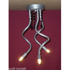 LAMPADARIO in Ferro con Perle . Colore Argento . 3 Luci  . 292