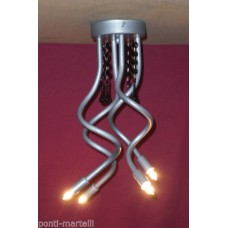 LAMPADARIO in Ferro con Perle . Colore Argento . 4 Luci  . 292