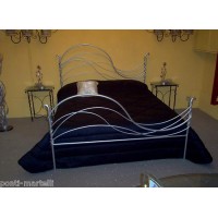 Wrought iron bed. Double. Headboard and footboard . Colour Silver . 977