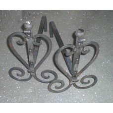 Wrought Iron Andirons for Fireplace. Size approx. 28 x 38 x 48  cm . 423
